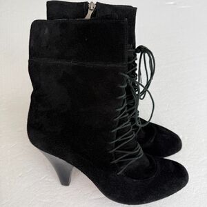 Size 10 M - Max Studio  Bootie Women's Leather Suede Black Boots Shoes